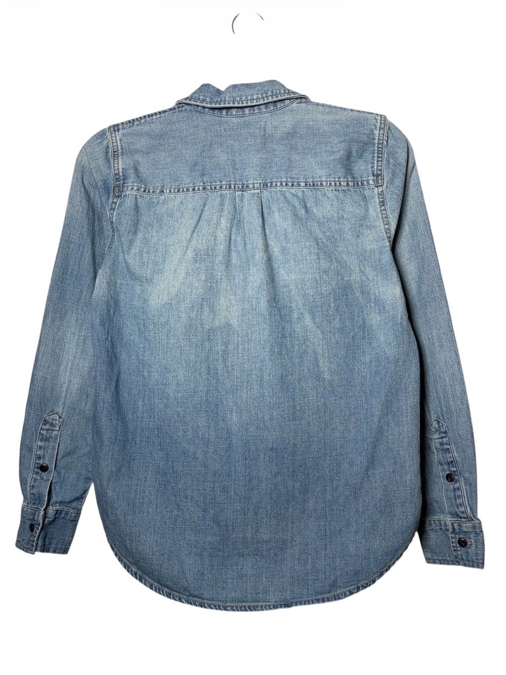 Madewell Denim Chambray Popover Half Zip Denim Shirt Light Wash Distressed XS - Picture 3 of 9